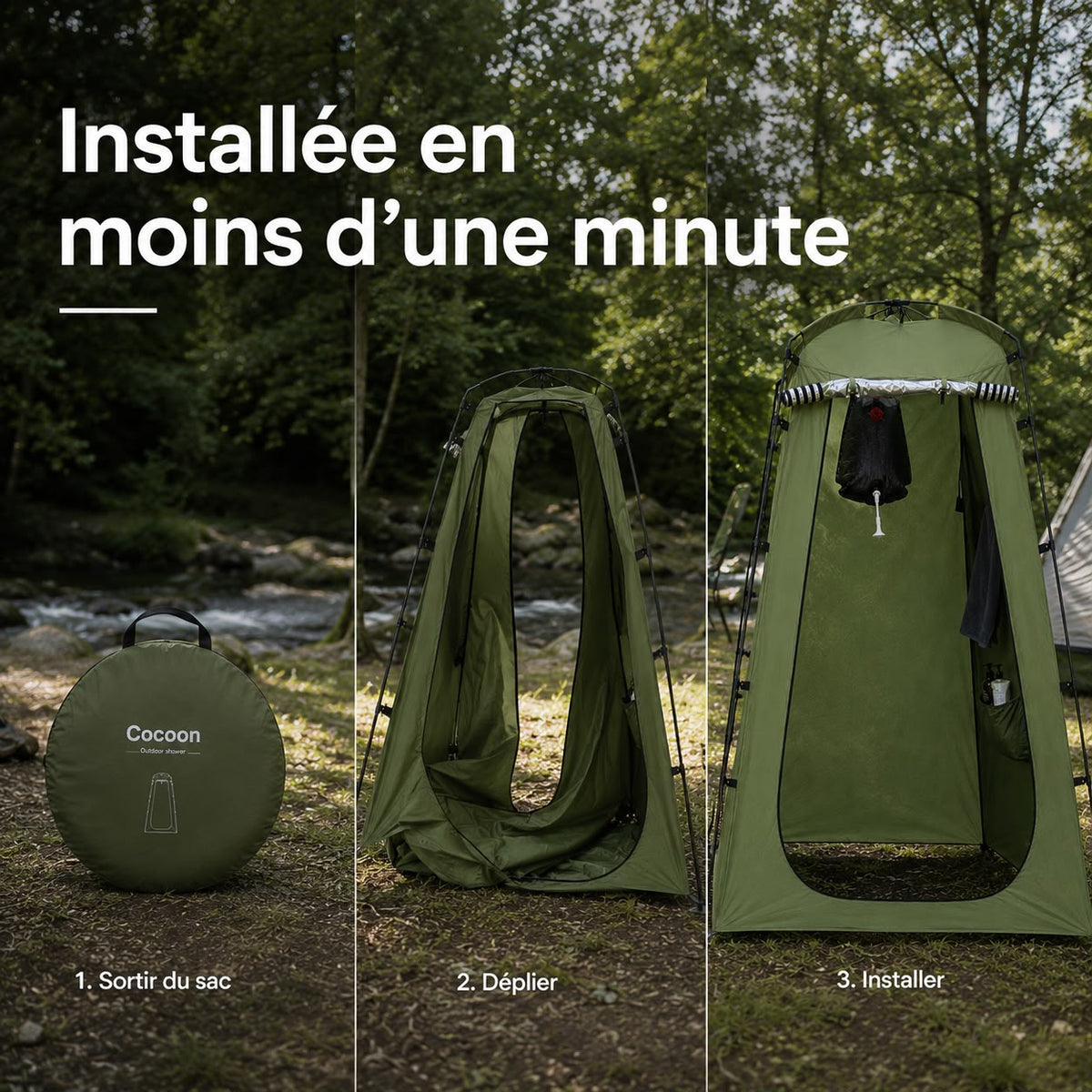 Cocoon - Douche, change, toilettes. Ton espace privé, partout.